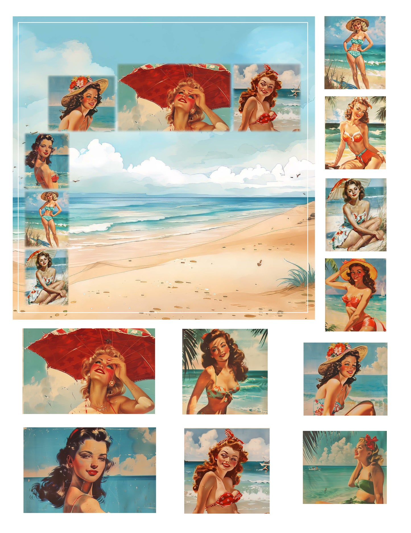 EZ Postage Printable: Beach Babes