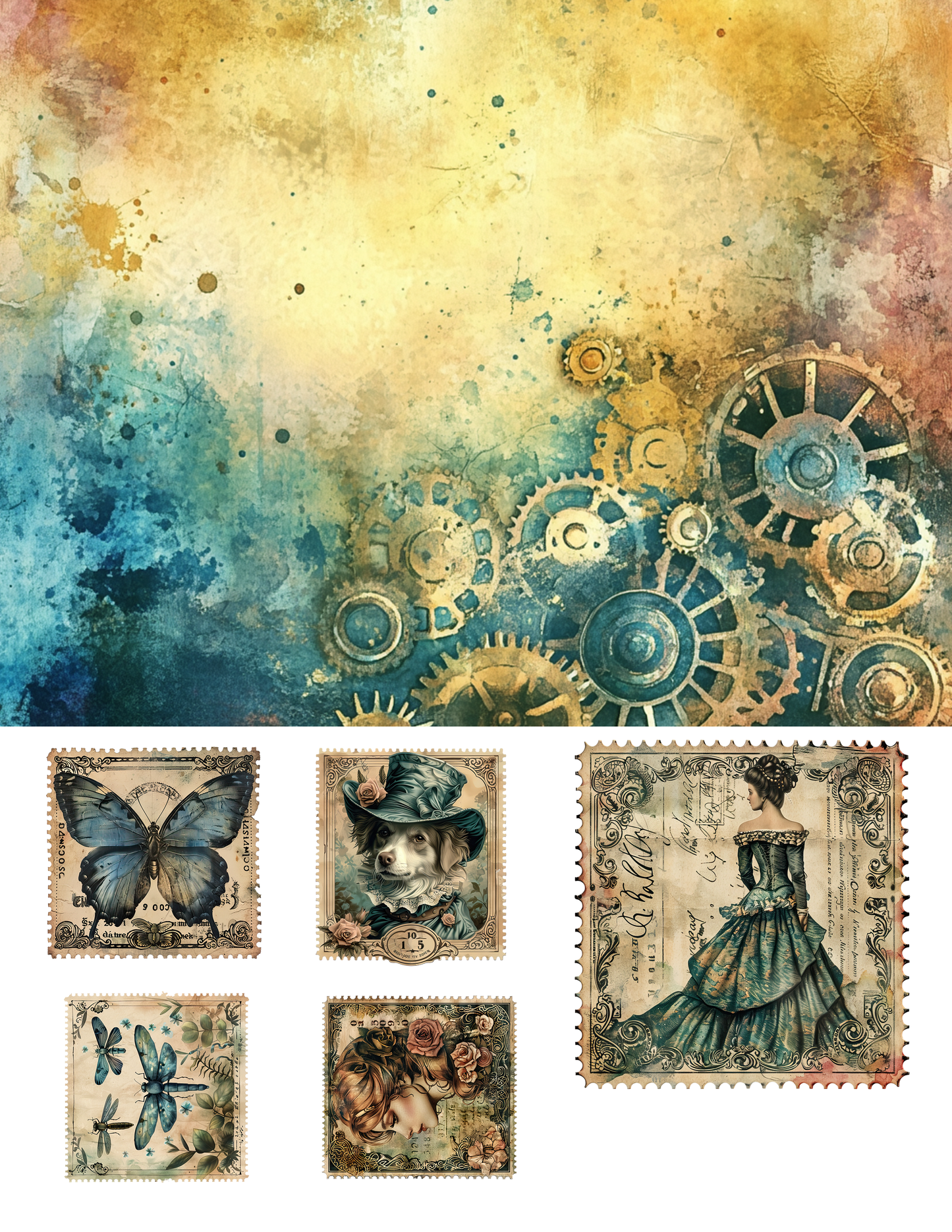 EZ Postage Printable: Steampunk Gears