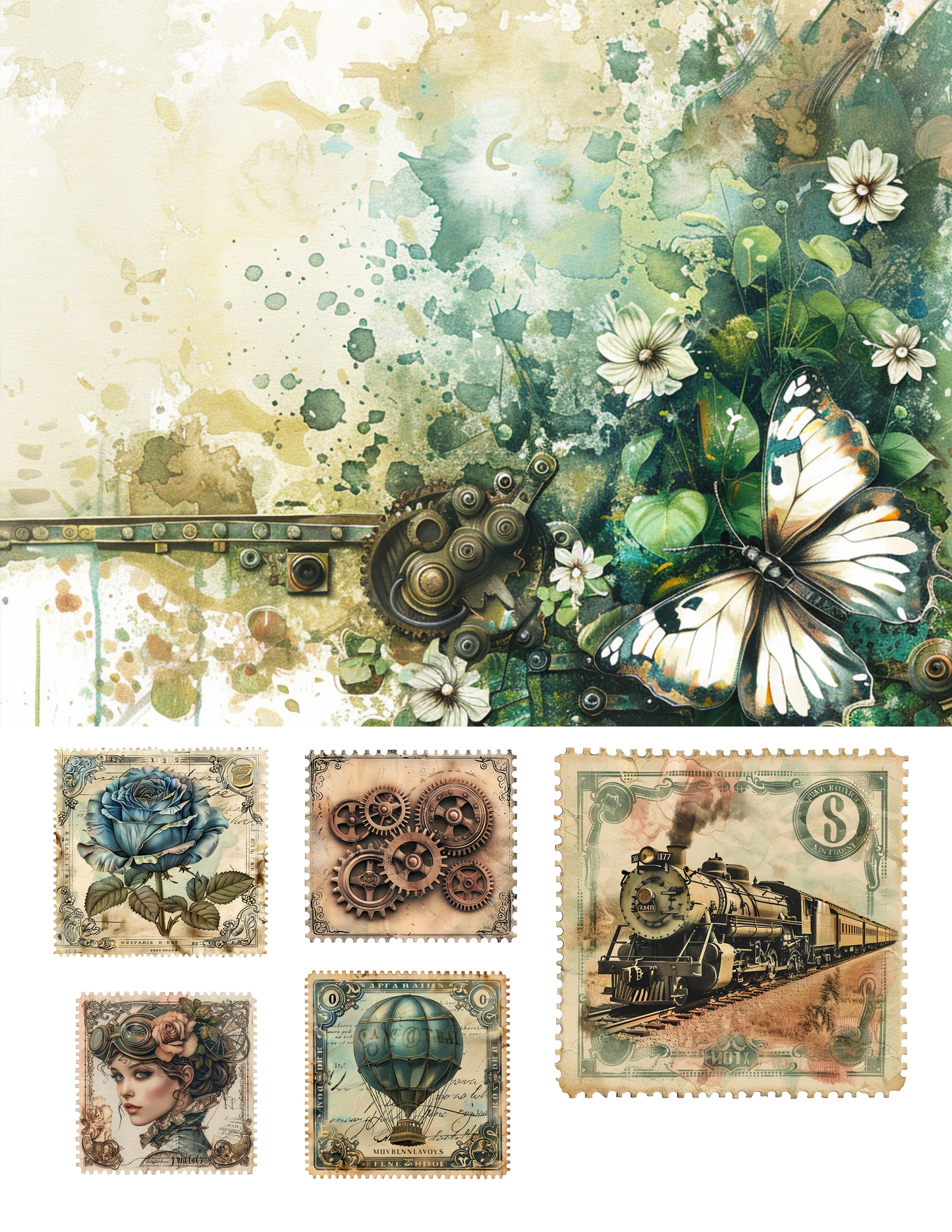 EZ Postage Printable: Steampunk Gears