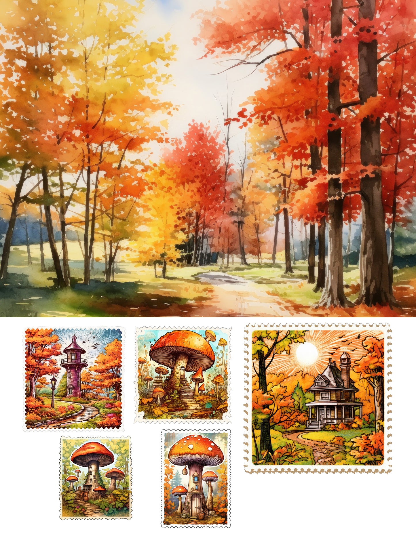 EZ Postage Printable: Fall Shrooms