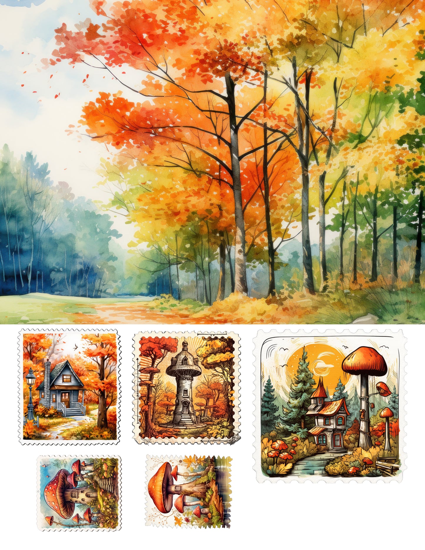EZ Postage Printable: Fall Shrooms